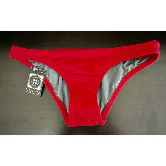 Jolyn Bikini Bottoms Europe Style Lifeguard‎ Red Small New With Tags - Picture 1 of 6